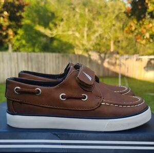 Nautica Youth Boys Brown Leather Topsider Loafer Deck Shoes Sz 9c